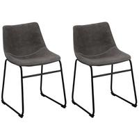 ESSZIMMERSTUHL 2er-Set Polsterbezug Grau Batavia - Grau, Textil/Metall (45/74/44cm) - Beliani