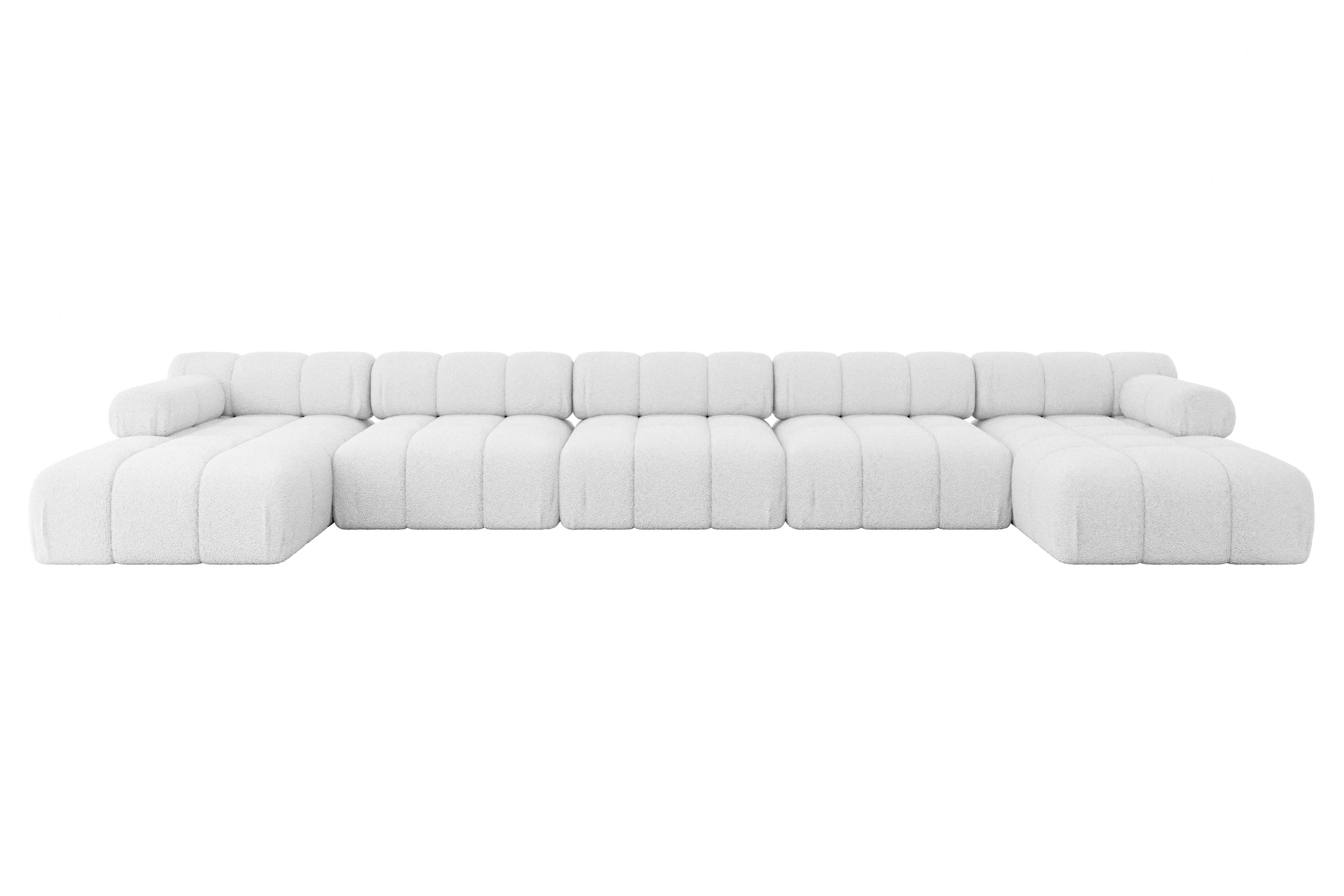 WOHNLANDSCHAFT modulares Sofa Tesso-U3 - 475x160x70 cm Weiß Bouclé - Weiß, Holzwerkstoff/Textil (475/70/160cm) - ALTDECOR