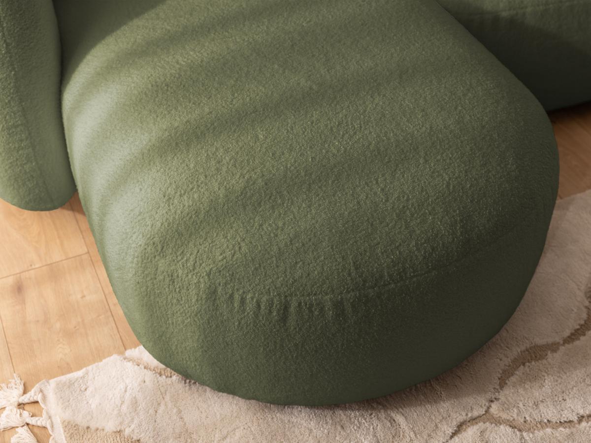 ECKSOFA Nuvola mit abgerundetem Design Grün Bouclé-Stoff - Ottomane Links - Schwarz/Grün, Holz/Kunststoff (190/146cm) - S-Style Möbel