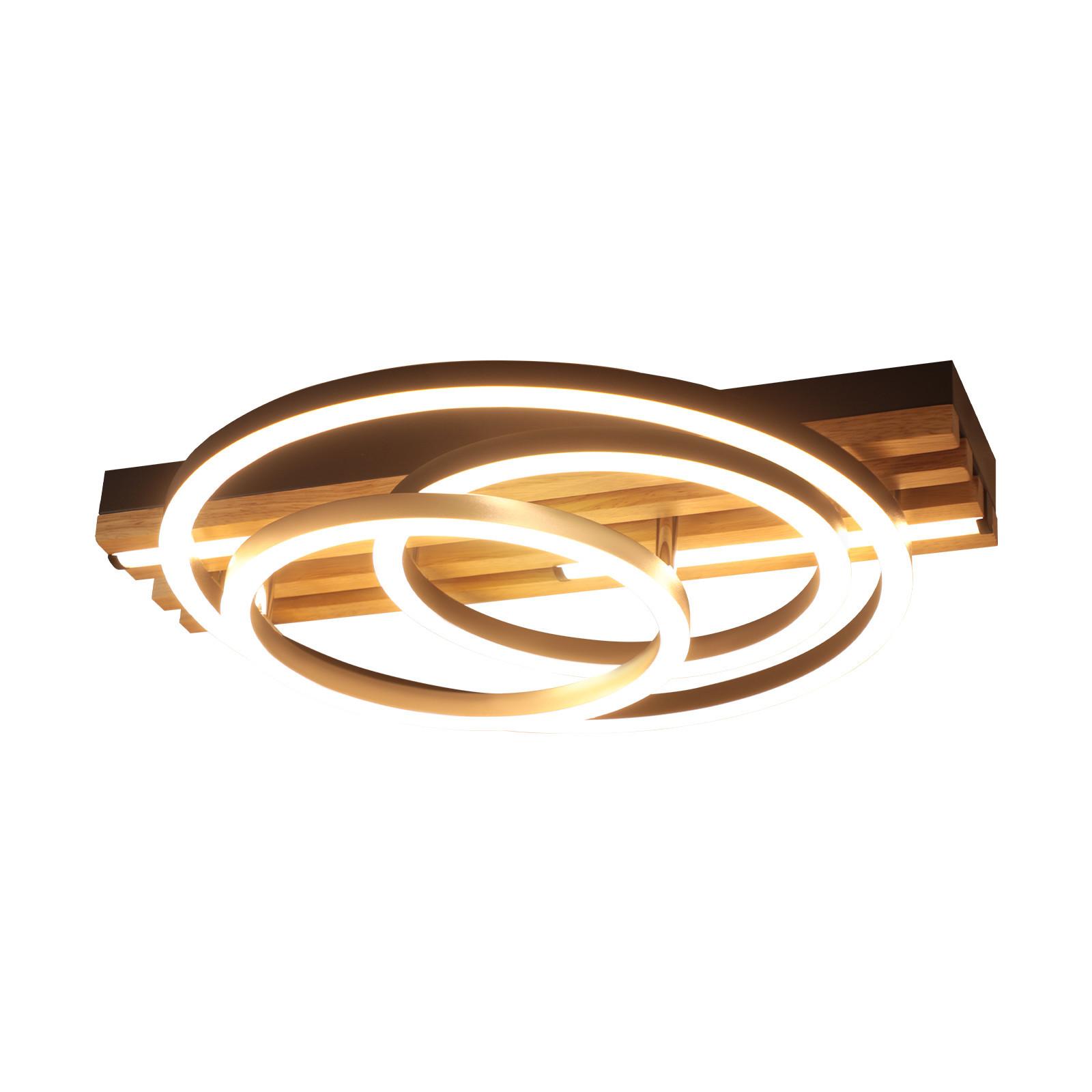 LED DECKENLEUCHTE Iklenli 38/32/8.8 cm - Schwarz, Holz/Metall (38/32/8.8cm) - ZMH
