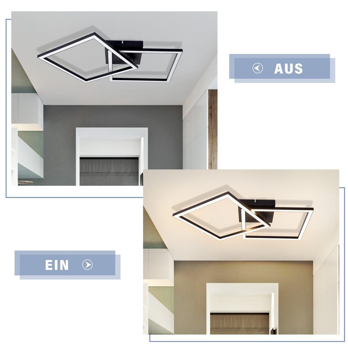 LED-DECKENLEUCHTE Mapes 46.1/46.1/5.8 cm - Schwarz, Metall (46.1/46.1/5.8cm) - Nettlife