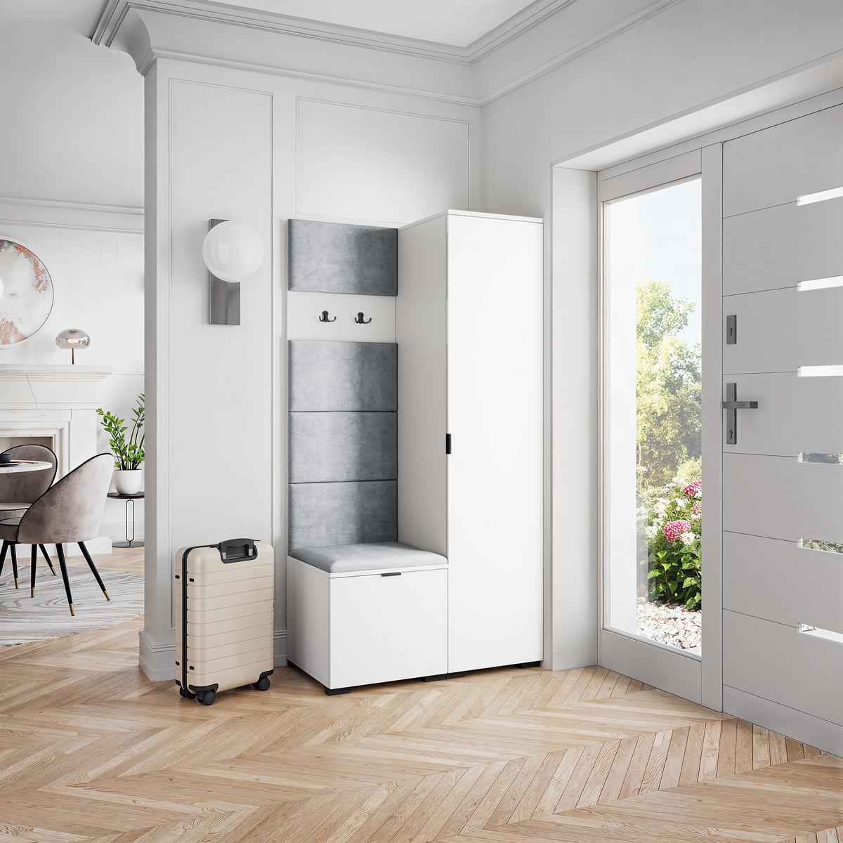 GARDEROBENSCHRANK LORI 95/181/51 cm Modern Weiß - Hellgrau/Weiß, Holzwerkstoff (95/181/51cm) - MASSENO