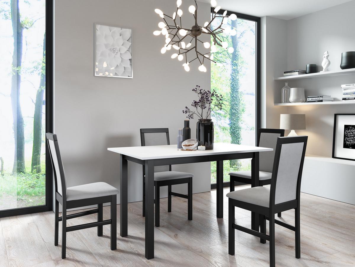 ESSTISCH ENZO P Ausziehbar 125 - 165 / 80 x 77 cm - Schwarz/Weiß, Holz (125/80/77cm) - MASSENO