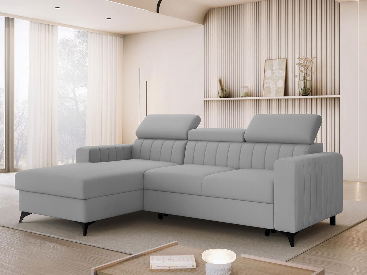 ECKSOFA Milano, Seite: Links LC+2R - Hellgrau/Schwarz, Holz/Textil (236/172cm) - MIRJAN24