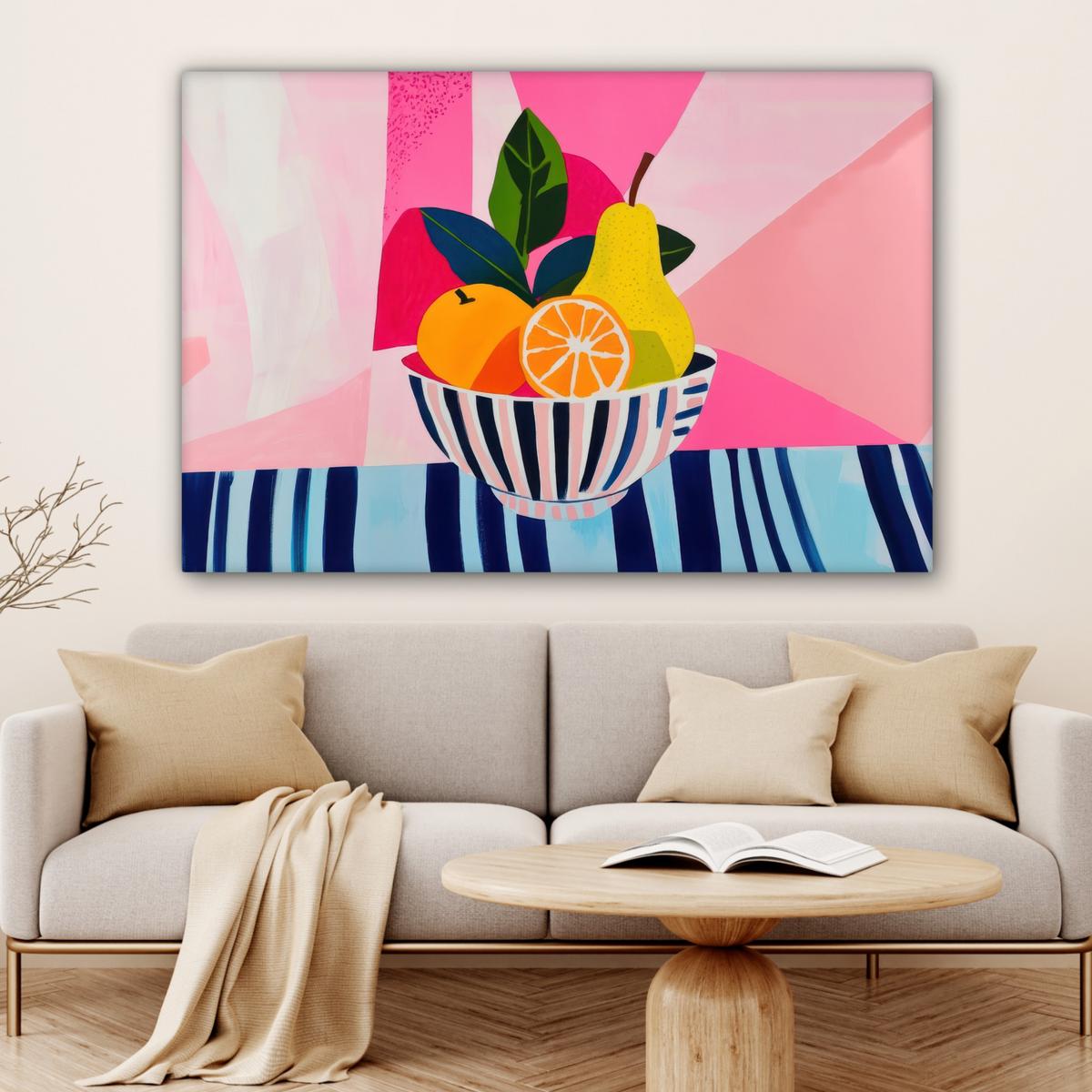 LEINWANDBILD Obst - Abstrakter Hintergrund - Rosa Wohnzimmer Groß 120x80 cm - Pink, Textil (120/80cm) - MuchoWow