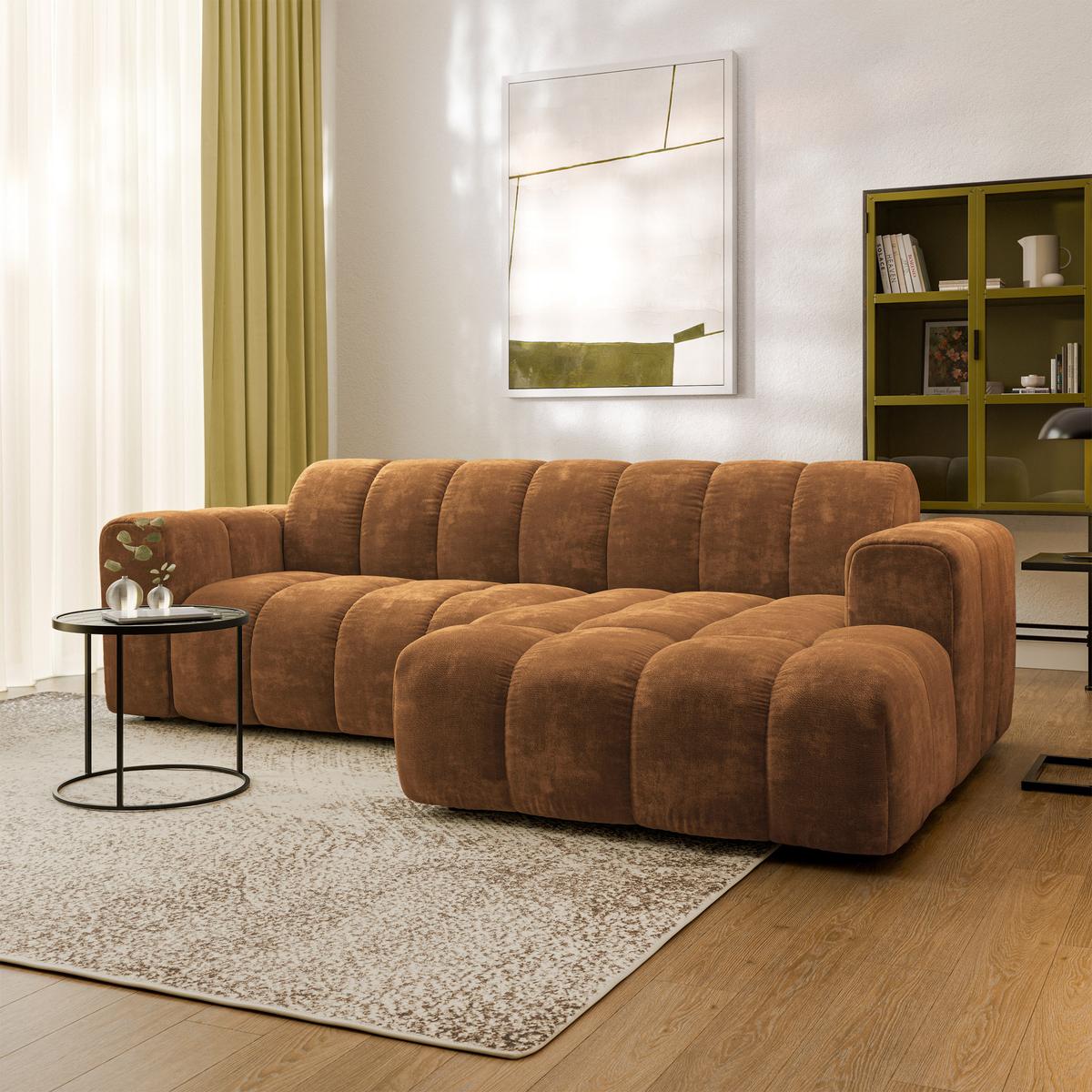 ECKSOFA TISI Hellbraun Chenille - Hellbraun, Holz (274/165cm) - MASSENO