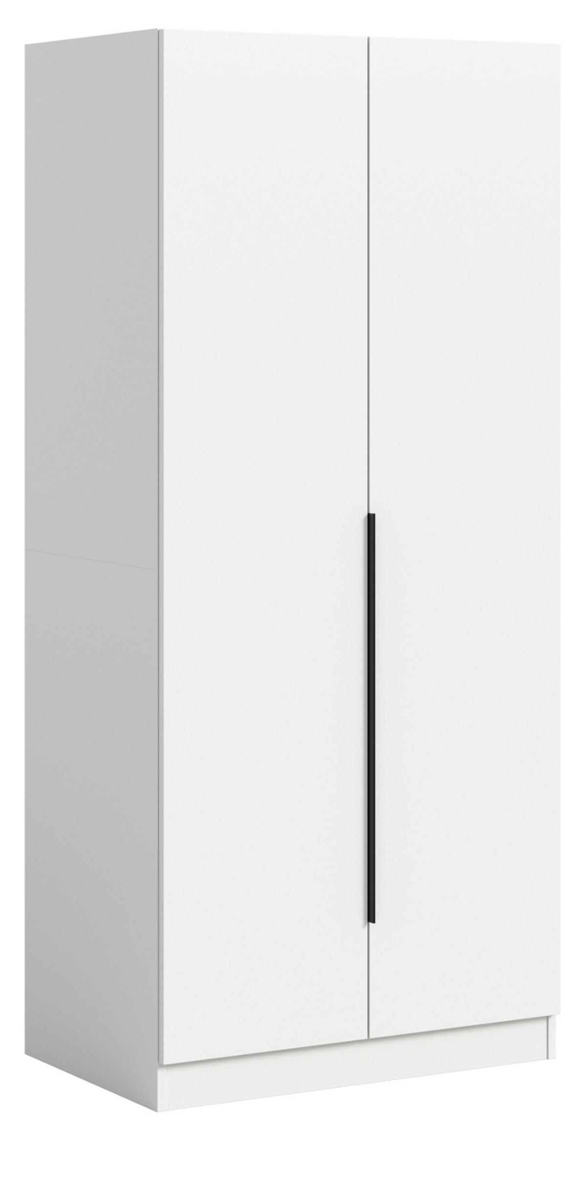 KLEIDERSCHRANK weiß 2-türig 80 x 181 cm, Drehtürenschrank mit Kleiderstange - Schwarz/Weiß, Holzwerkstoff/Kunststoff (80/181/52cm) - Inn.Furn