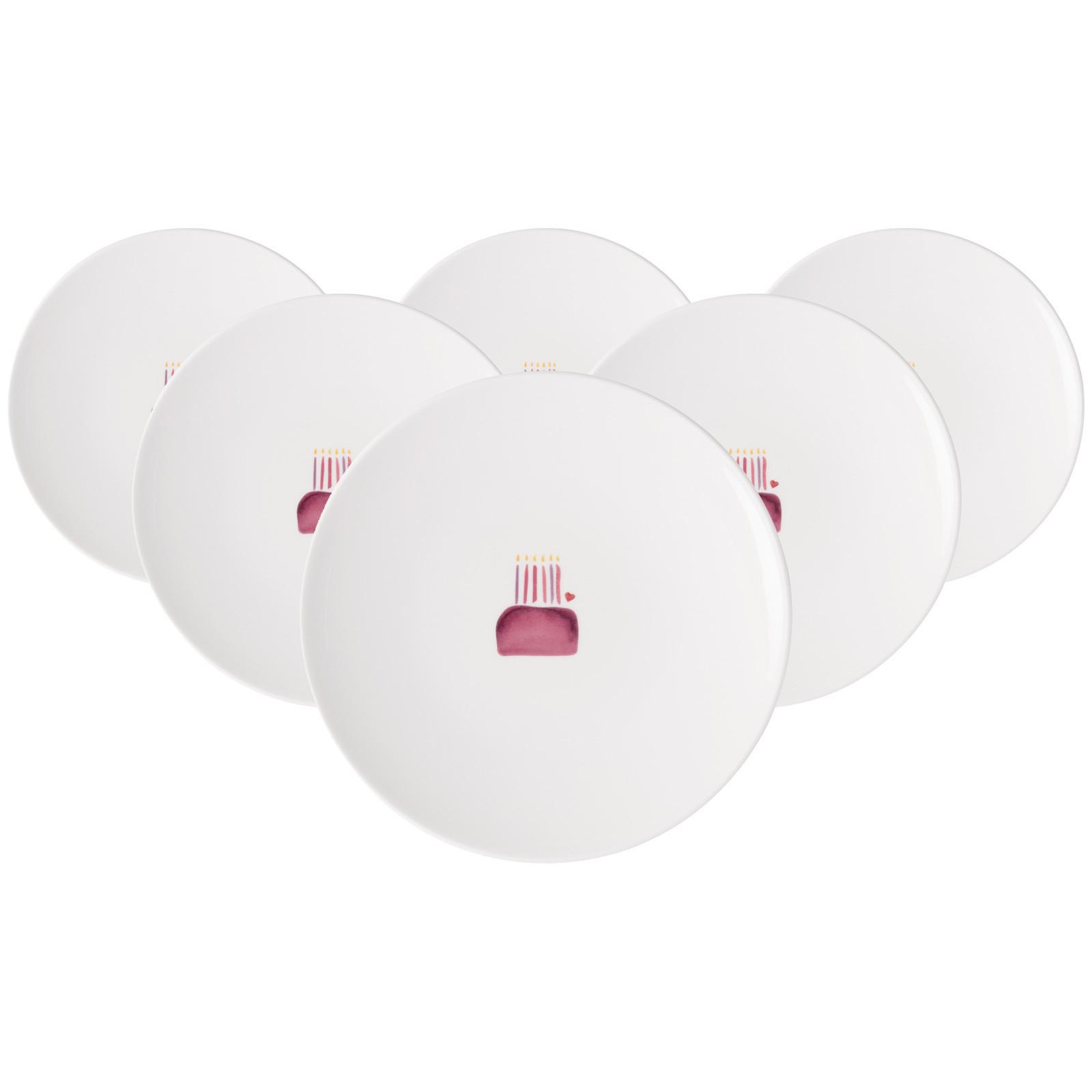 FRÜHSTÜCKSTELLER HAPPY BIRTHDAY With Love weiß-rot ø 21,2 cm 6er Set - Rot/Weiß, Keramik (21.2cm) - Villeroy & Boch