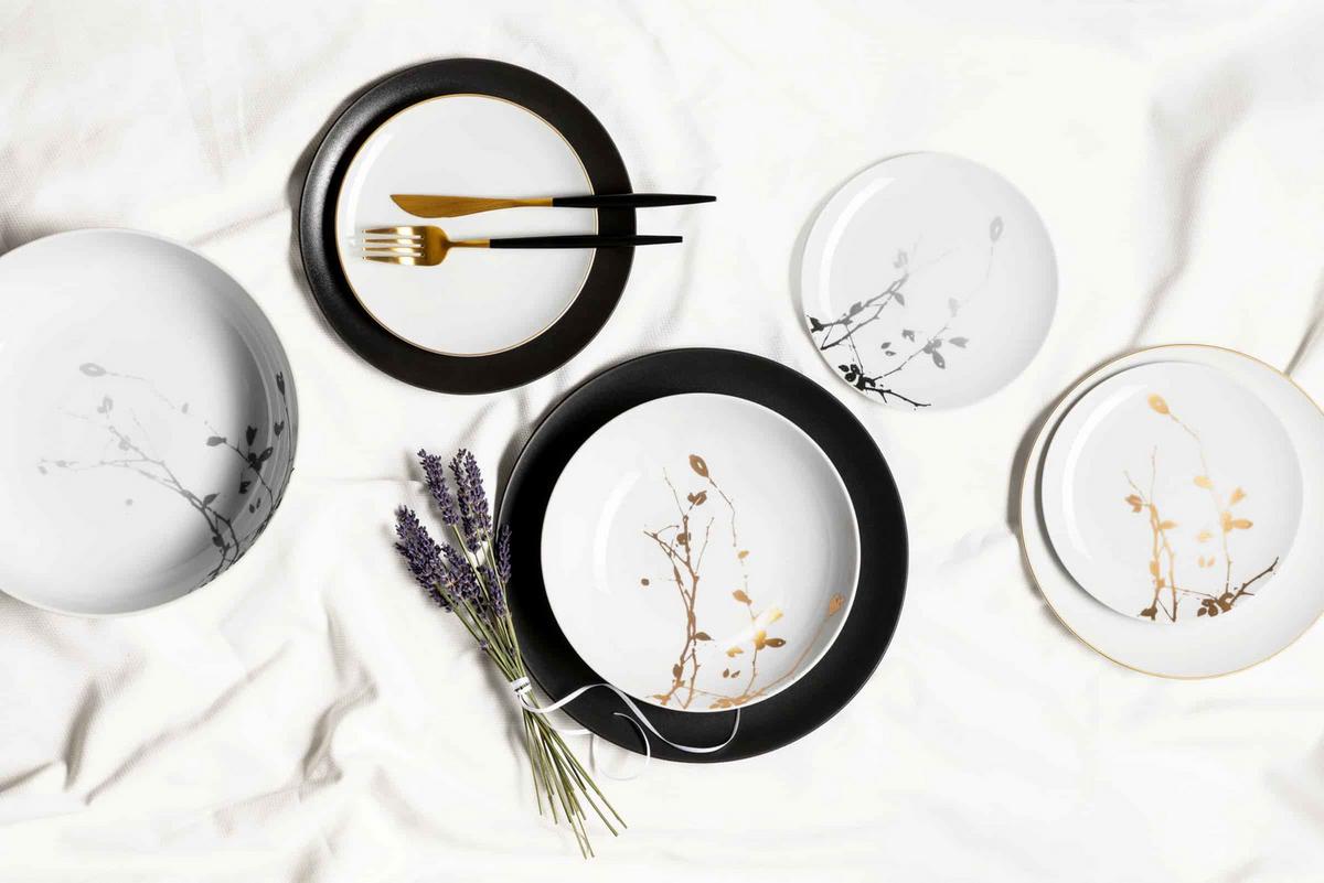 BROTTELLER Liberty Goldrand weiß-gold ø 17,5 cm 6er Set - Goldfarben/Weiß, Keramik (17.7cm) - Seltmann Weiden
