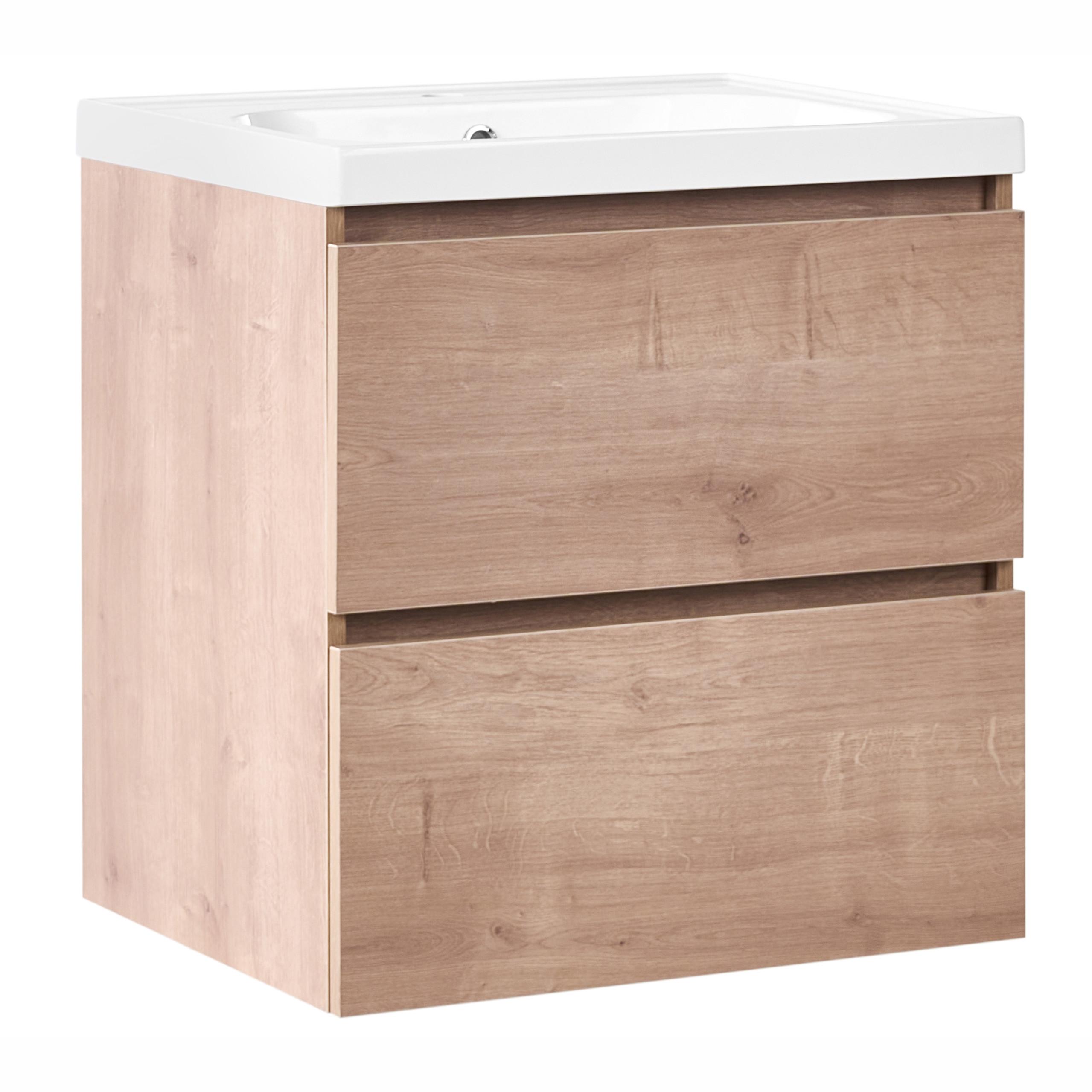 WASCHBECKENUNTERSCHRANK wandmontiertk mit Waschbecken Hellbraun Lagoa - Hellbraun, Holzwerkstoff (60/60/50cm) - Beliani