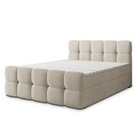 BOXBETT BRUME 200x200 cm mit Matratze und Topper, H2+H3 - Creme - Creme, Holz (200/200cm) - MASSENO