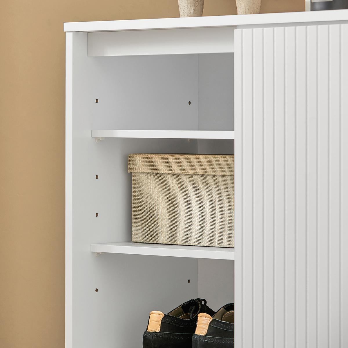 SCHUHSCHRANK Weiß - Weiß, Holzwerkstoff/Metall (70/87/37cm) - SoBuy