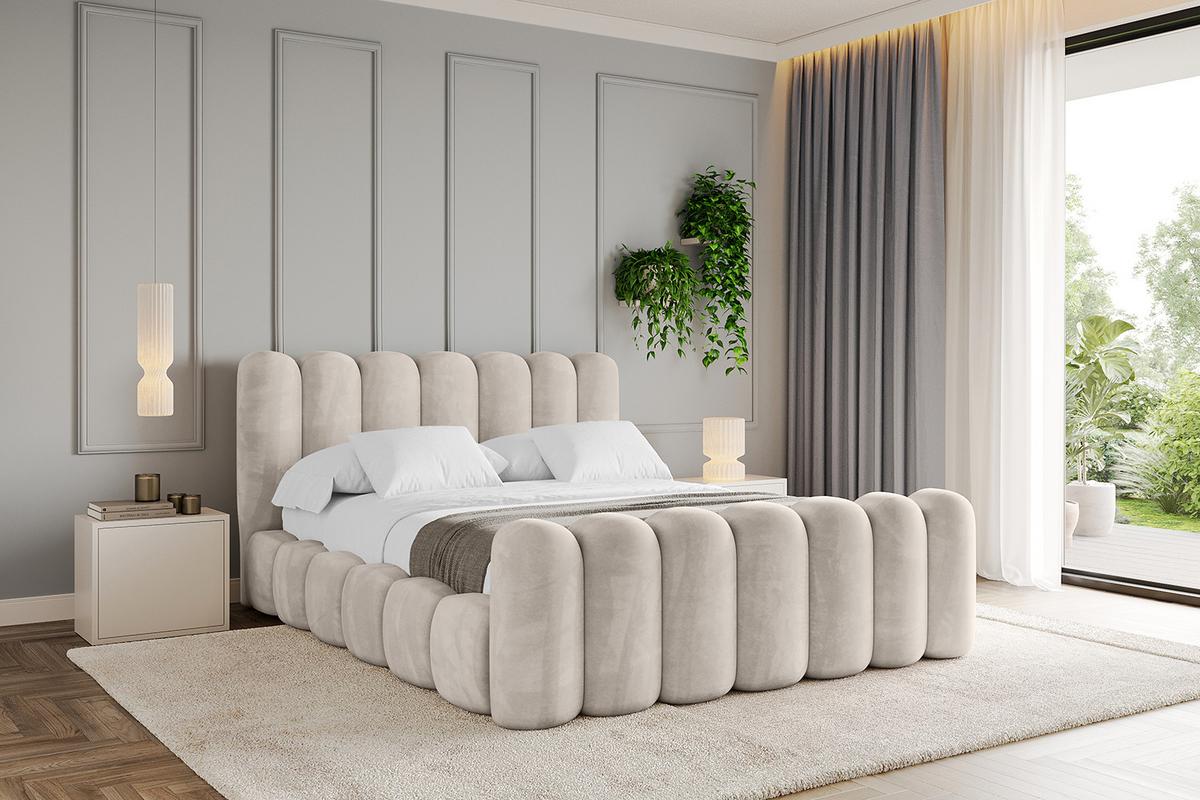 POLSTERBETT mit Bettkasten, Fußteil und Lattenrost, Boxbett ohne Matratze - SENA-Z 140x200 Beige - Beige, Holzwerkstoff/Textil (140/200cm) - ALTDECOR