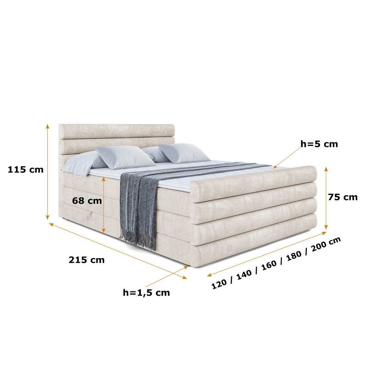 BOXSPRINGBETT CELESTIA-Z KING - 180x200 - H3/H4 - Creme - Creme, Holzwerkstoff (180/200cm) - ALTDECOR