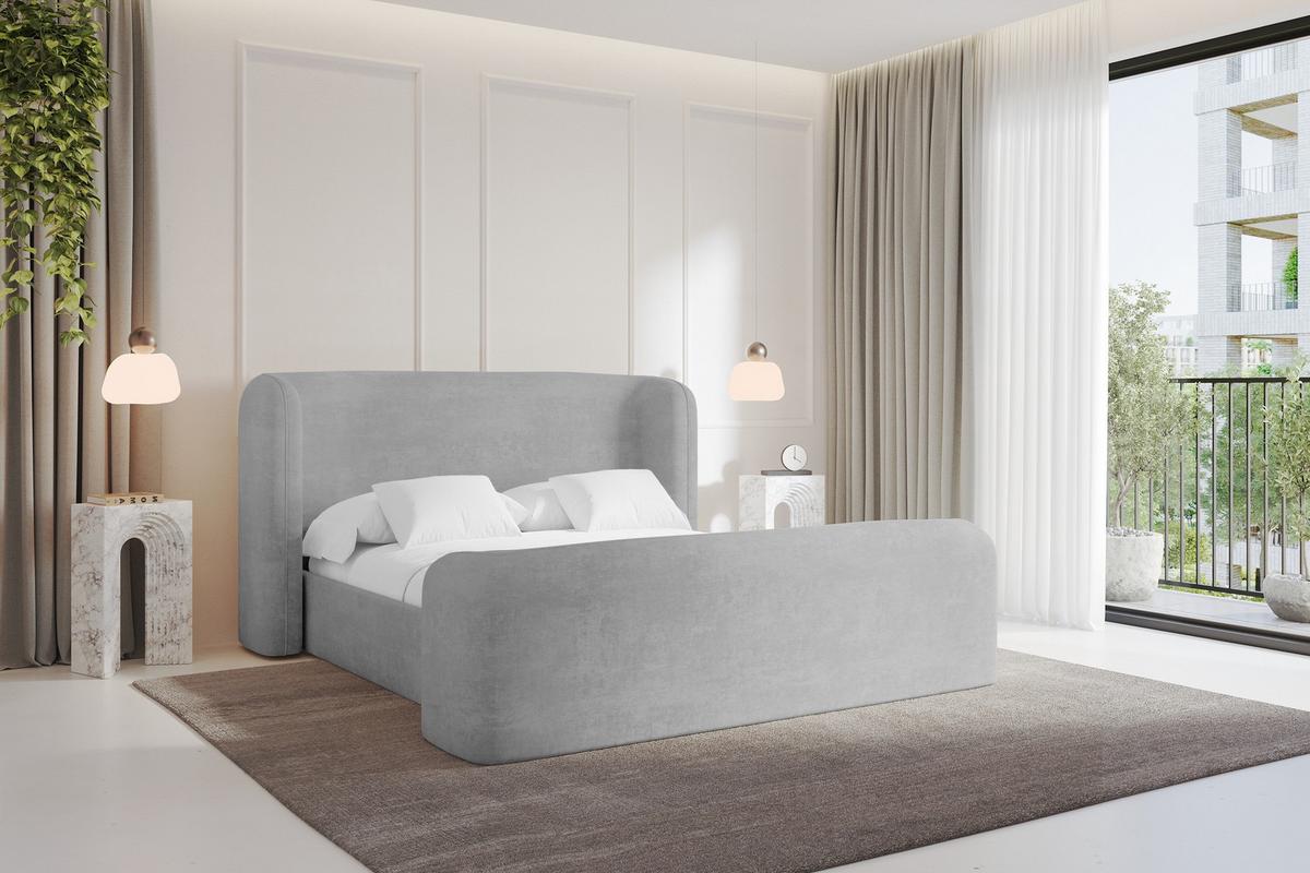 POLSTERBETT mit Bettkasten, Fußteil und Lattenrost, Boxbett ohne Matratze - ESTI-Z 180x200 Grau - Hellgrau, Holzwerkstoff/Textil (180/200cm) - ALTDECOR