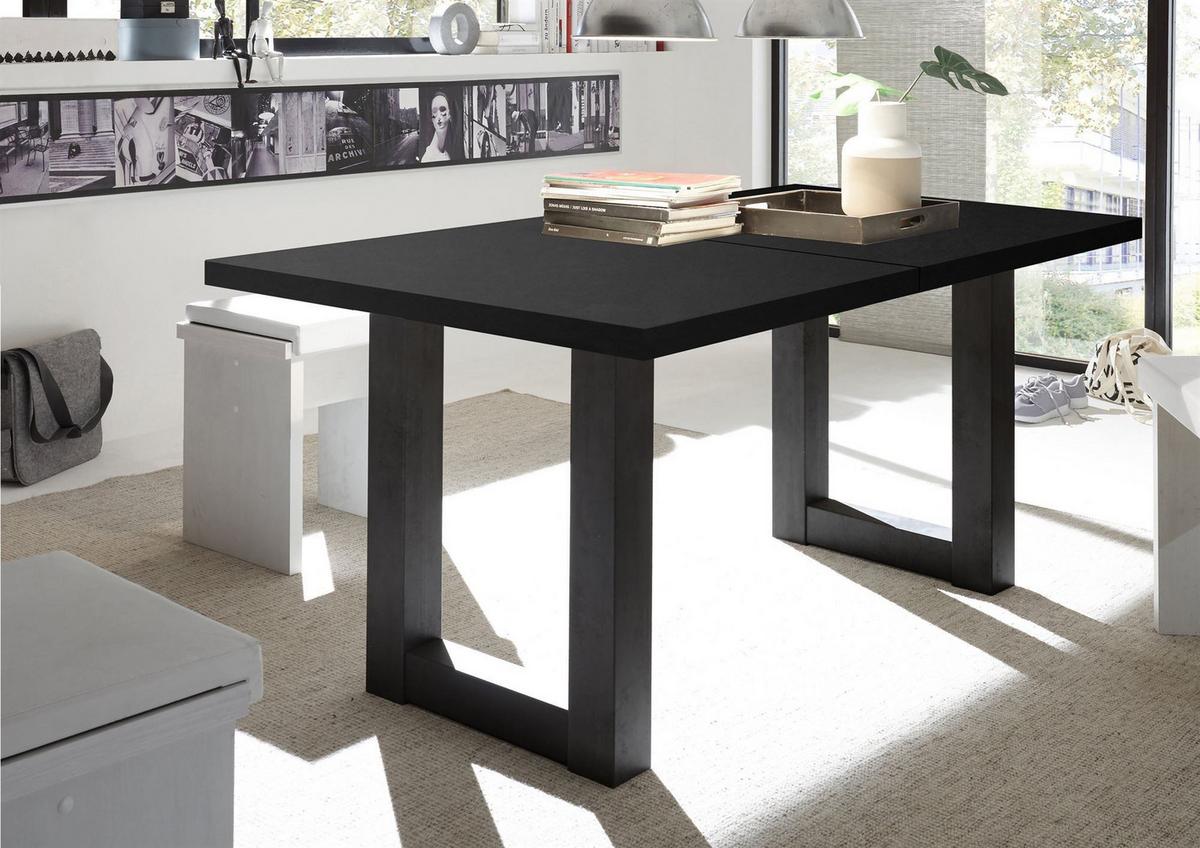 ESSTISCH ausziehbar Eila 7 160 x 90 x 75 Esszimmertisch Schwarzstahl - Schwarz, Holz (160/90/75cm) - 58aufmkessel
