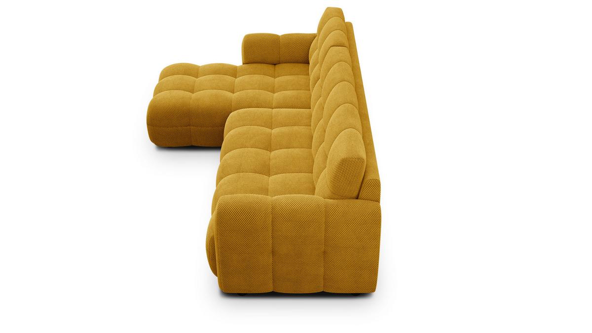 ECKSOFA MELLOW 4-Sitzer, safran - Gelb/Schwarz, Holz/Textil (262/156cm) - Wozimo