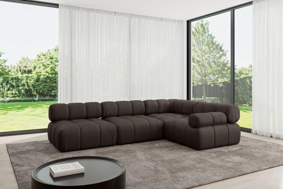 ECKSOFA modulares Sofa Mende-L2 - 285x190x70 cm Braun Velours - Braun, Holzwerkstoff/Textil (285/190cm) - ALTDECOR