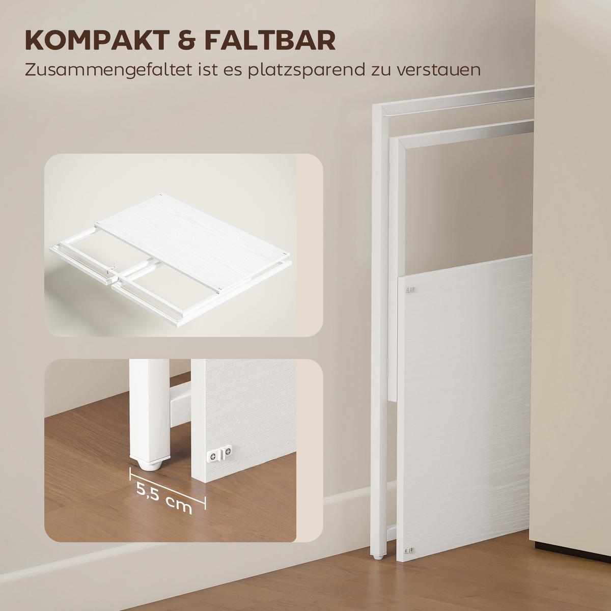 SCHREIBTISCH Klappbar Computertisch mit Monitorhalterung, 100 x 48 x 87,5 cm - Weiß, Holzwerkstoff/Metall (100/48/87.5cm) - HOMCOM