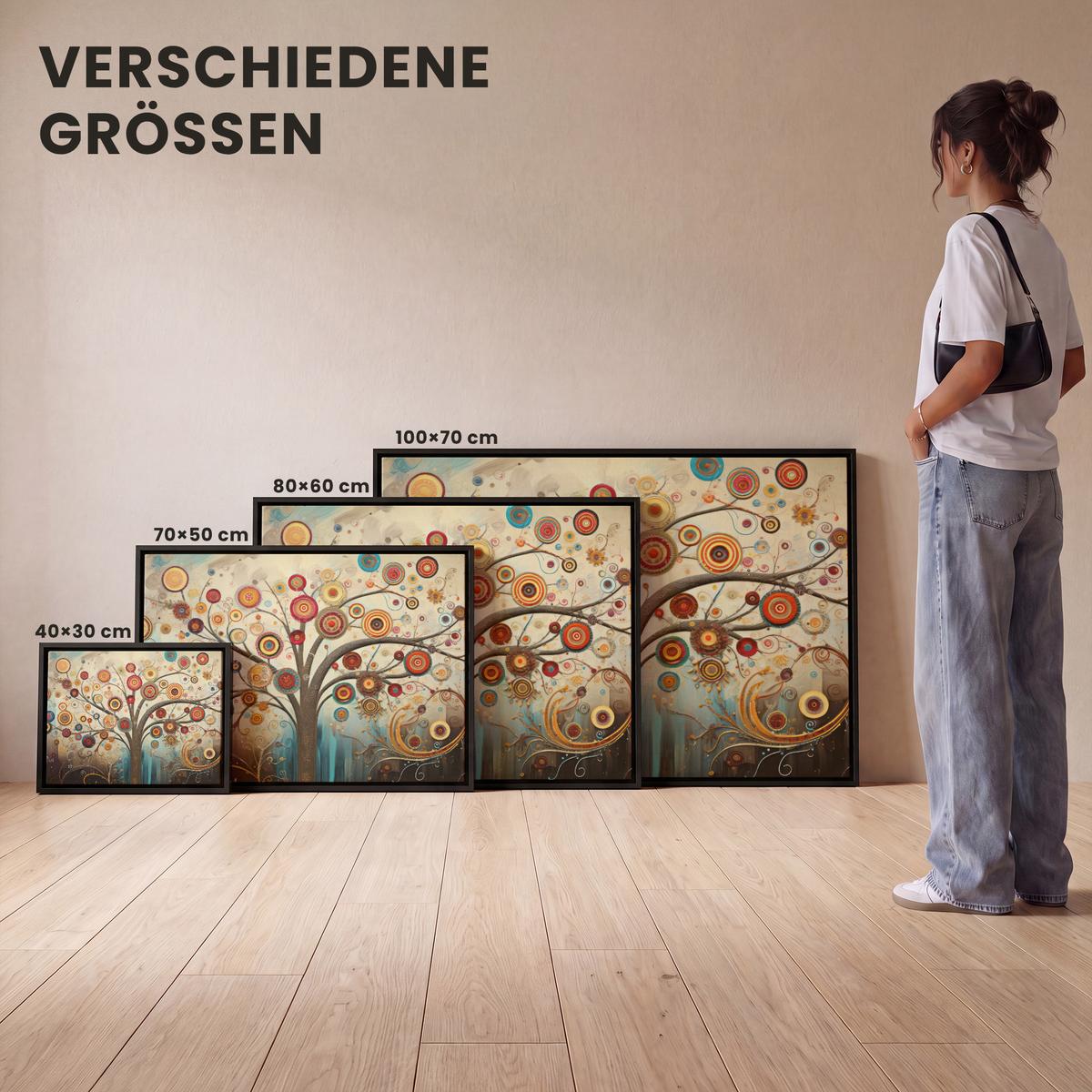 LEINWAND Bilder mit Rahmen - Baum - Baum des Lebens - Farbe - 100x70 - Braun, Textil (100/70cm) - MuchoWow