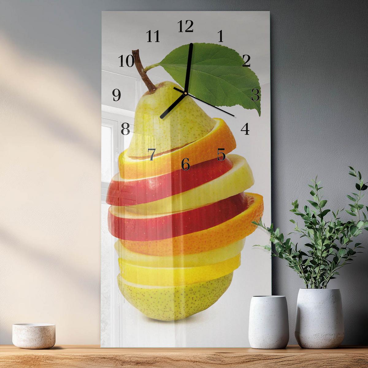 WANDUHR aus Glas 30x60 cm - Obst - Multicolor, Glas (30/60/0.4cm) - TULUP