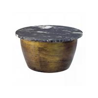 COUCHTISCH HAVEL, Marmor, handgefertigt, Schwarz-Gold, Ø 60 x 34 cm - Goldfarben, Stein/Metall (60/60/34cm) - KADIMA DESIGN