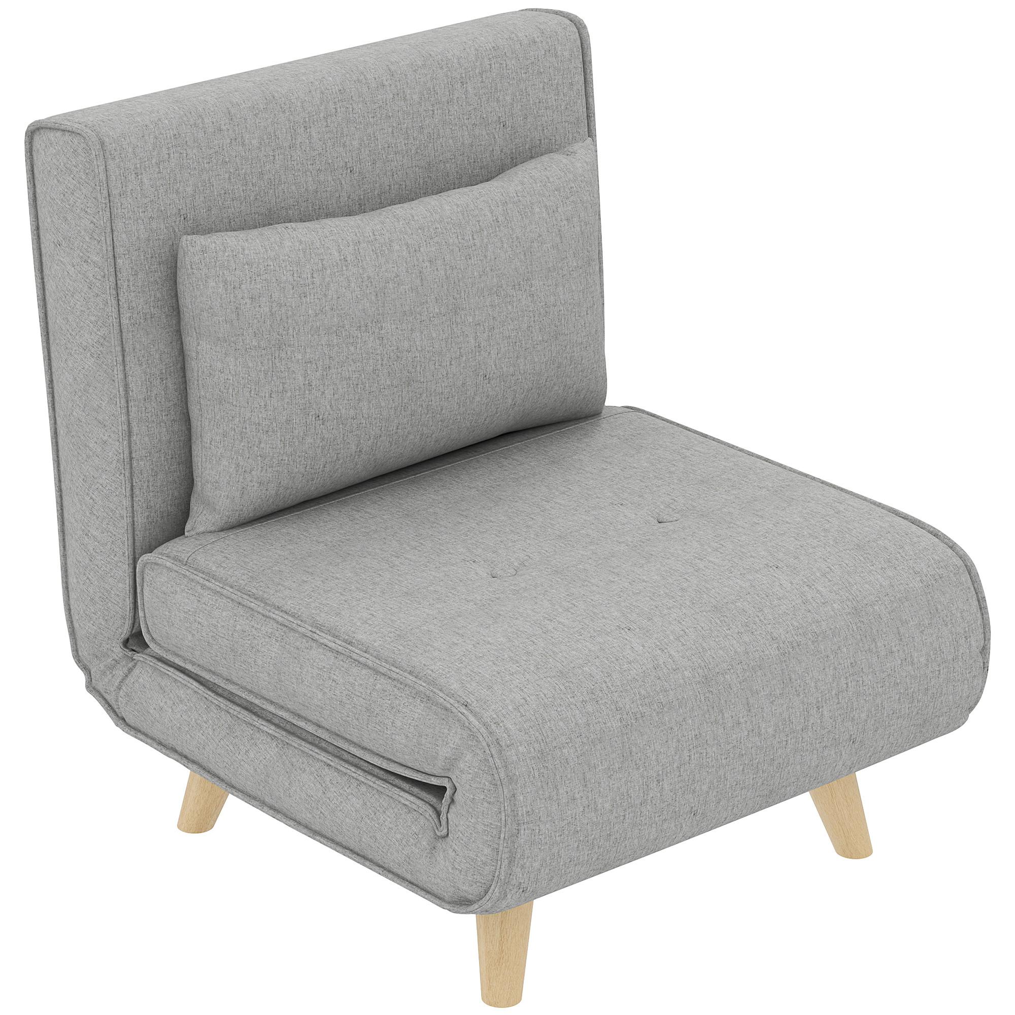 SCHLAFSESSEL, Klappbett mit Bettfunktion, Lendenkissen, für Wohnzimmer Hellgrau - Hellgrau/Naturfarben, Holz/Textil (78/79/72cm) - HOMCOM