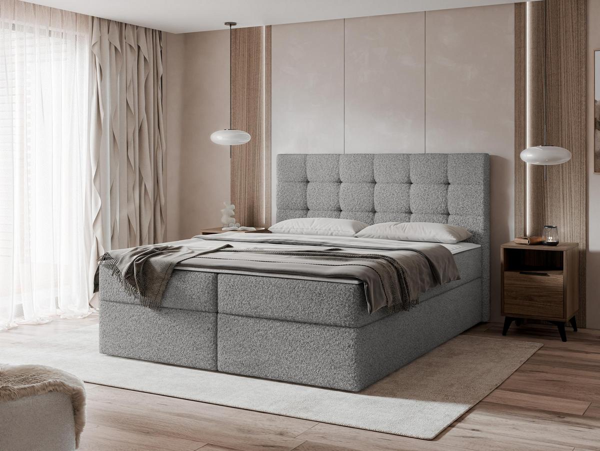 BOXBETT Luanda Boucle - H3 - Grau, Holzwerkstoff/Textil (160/200cm) - MIRJAN24
