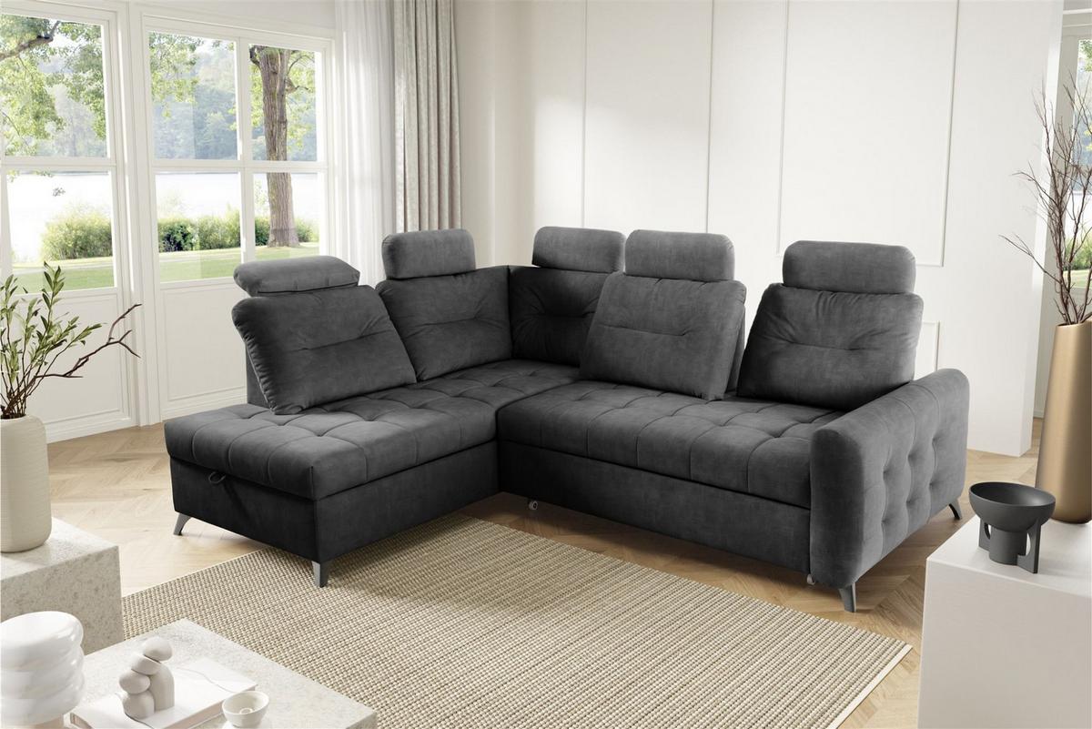 ECKSOFA Wendie - Dunkelgrau, Holzwerkstoff/Textil (200/250cm) - Fun Möbel