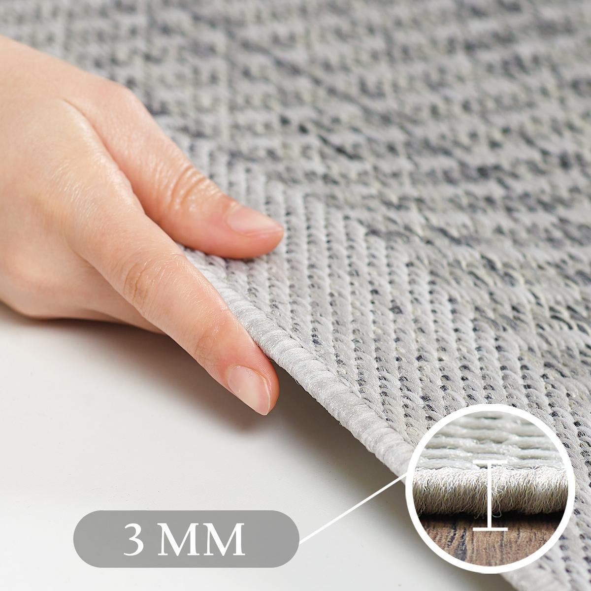 TEPPICH Outdoor DAFNE in Grau, einfarbig, 60 x 100 cm - Grau, Textil (100/60cm) - KADIMA DESIGN
