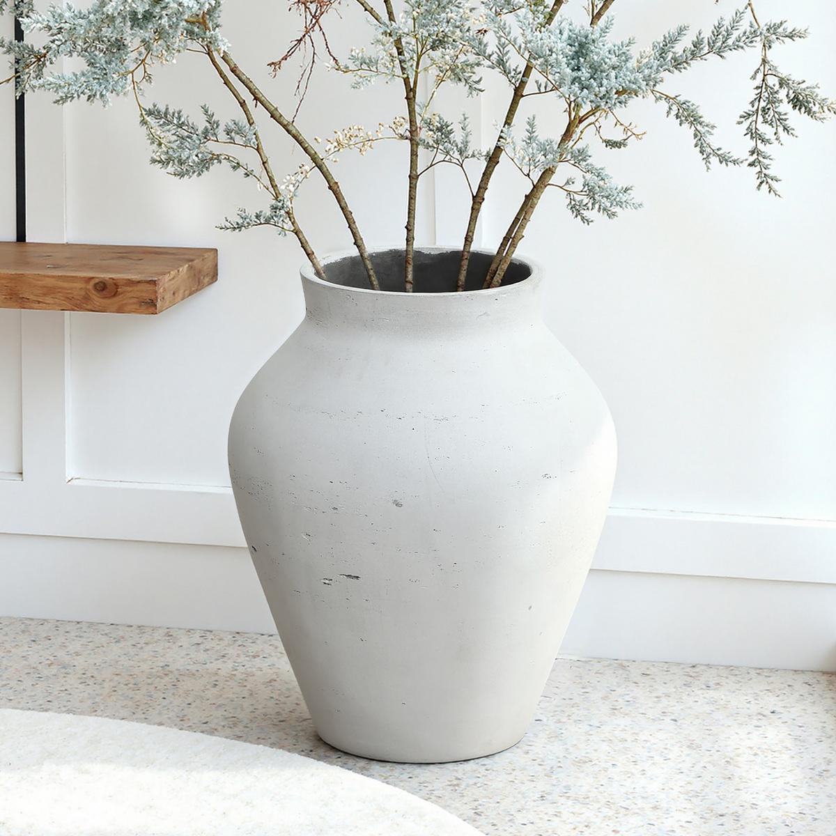 VASE Alba, 40 cm Hoch - Weiß, Naturmaterialien (40cm) - Hometopia