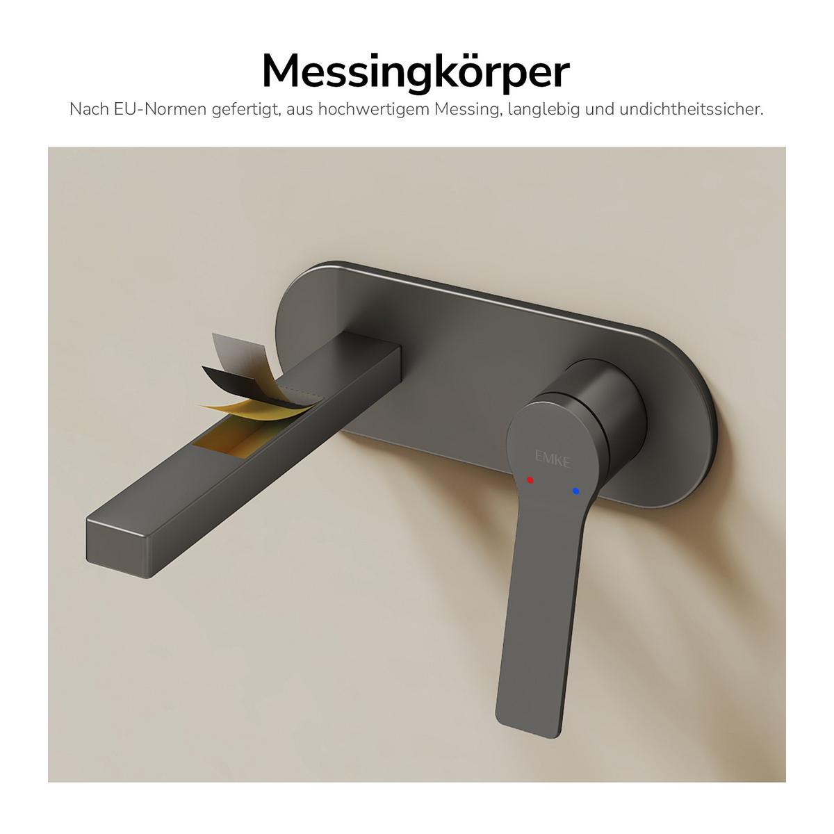 WASCHTISCHARMATUR mit Luftsprudler Messing Grau 21/21,5/7 cm - Dunkelgrau, Metall (21/7/28.8cm) - EMKE