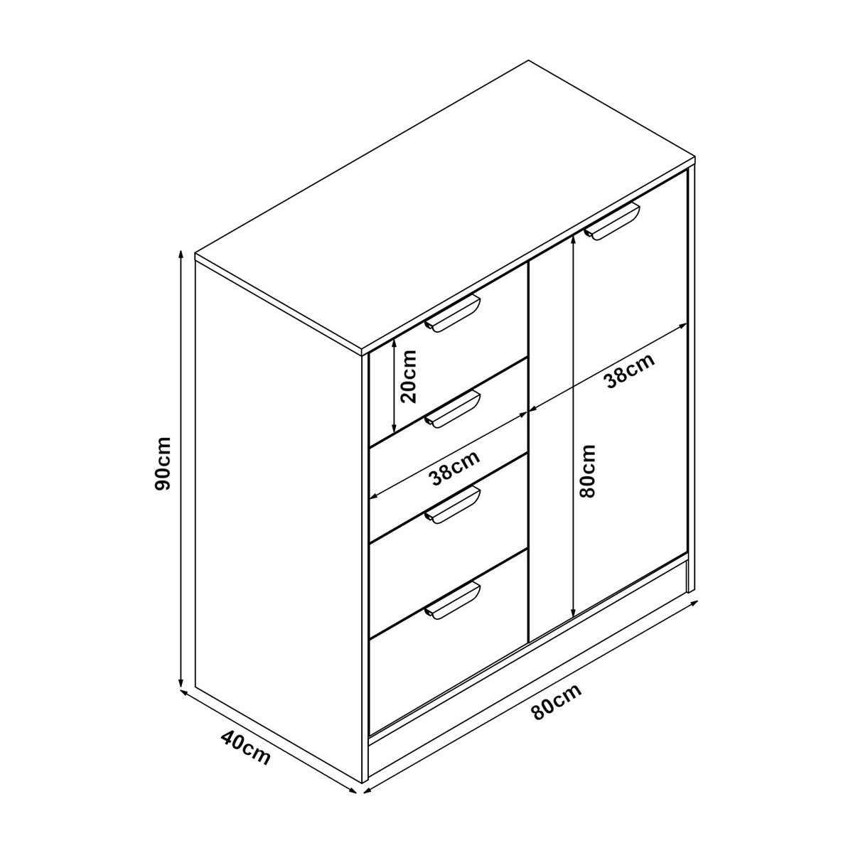 KOMMODE Varkaus - Eichefarben, Holzwerkstoff (80/90/40cm) - [en.casa]