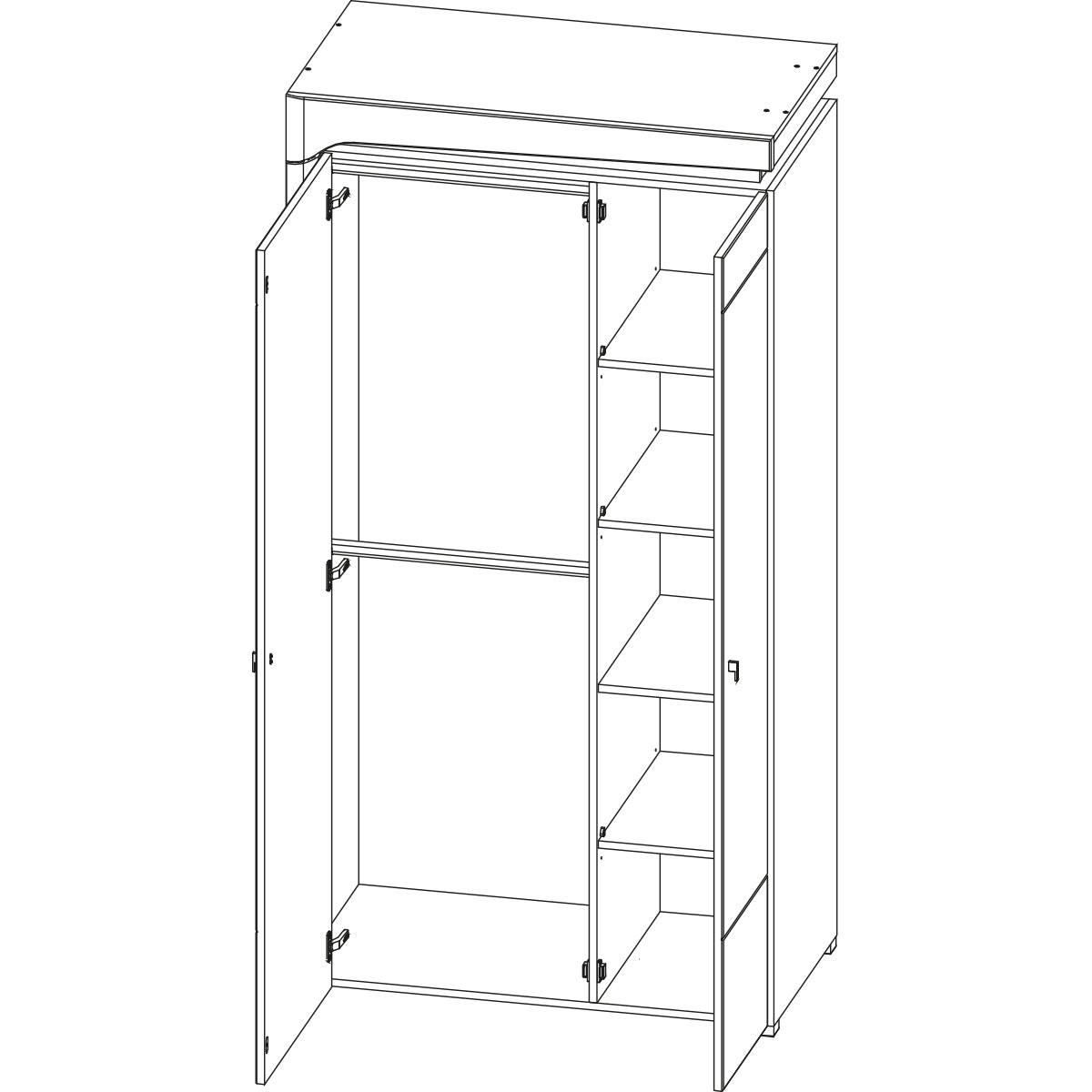 KLEIDERSCHRANK 2 Türen Teo Weiß und Holz - Weiß, Holzwerkstoff (102/197/56cm) - Petits-meubles