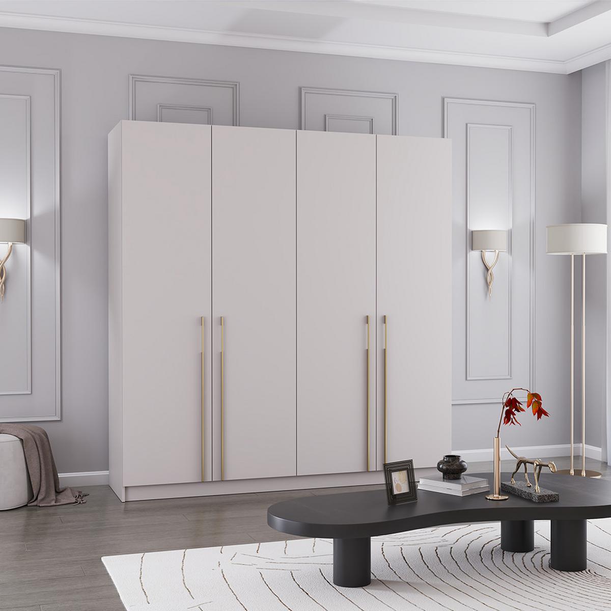 DREHTÜRENSCHRANK ROSA 4D 200/210/55 cm 4-türig Kaschmir - Kaschmir/Goldfarben, Holz/Holzwerkstoff (200/210/55cm) - imoebel24