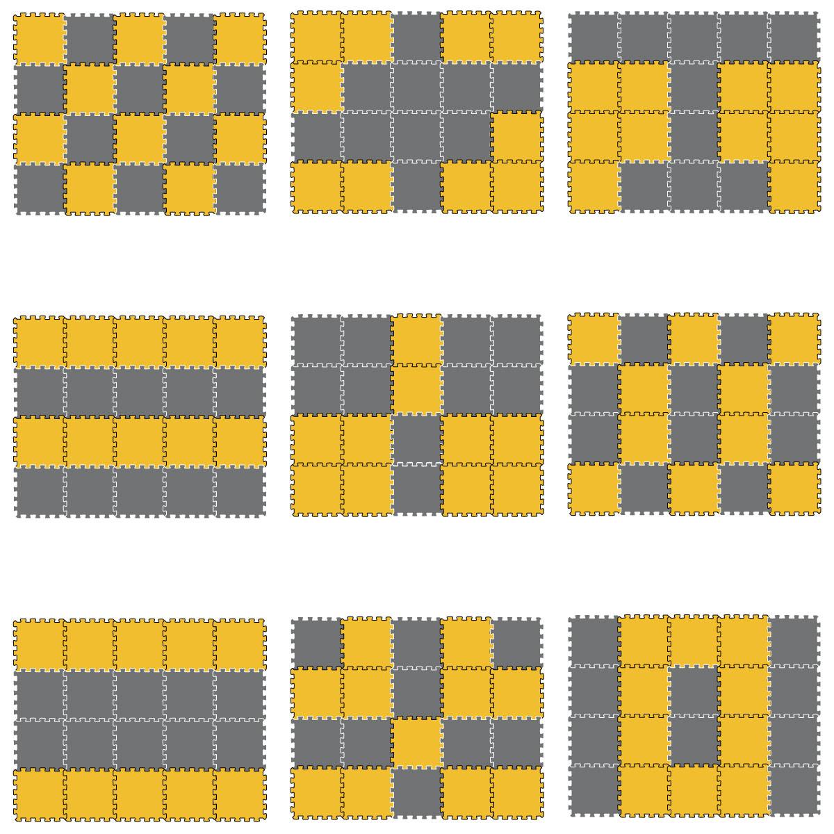 SPIELMATTE ab Null - 180/90/1 cm Puzzlematte Grau - Gelb/Grau, Kunststoff (30/30cm) - Littletom