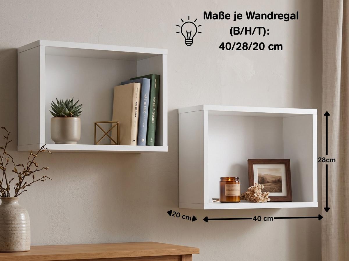 WANDREGAL Maxim 40/28/20 cm 2 Fächer - Weiß, Holzwerkstoff (40/28/20cm) - arthur berndt