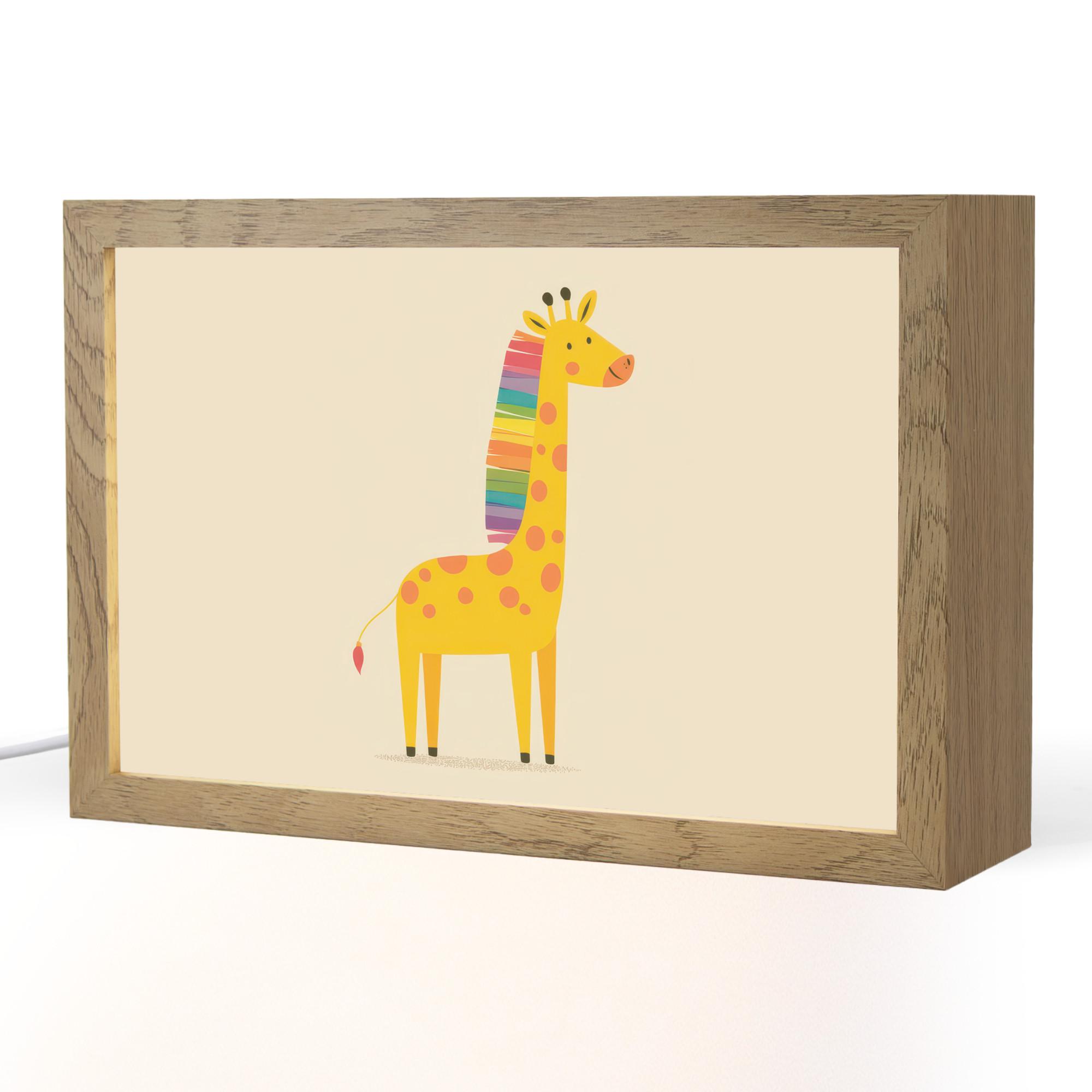 NACHTTISCHLAMPE Giraffe - Regenbogenmähne - Beige 30x20 cm - Beige, Holzwerkstoff (8/30/20cm) - OnlyWow