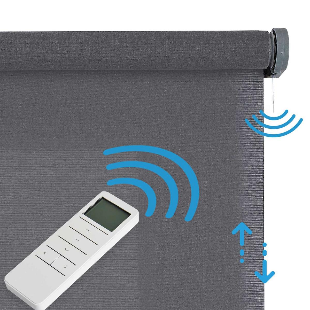 ROLLO motorisiert Grau, 100 x 250 cm - Grau, Kunststoff (100/250cm) - STORESDECO