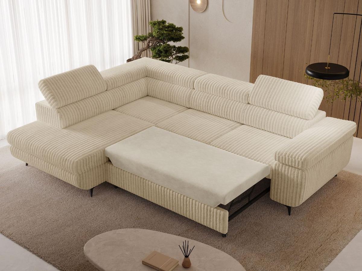 ECKSOFA Argon Beige Links - Beige/Schwarz, Holz/Textil (255/190cm) - Graingold