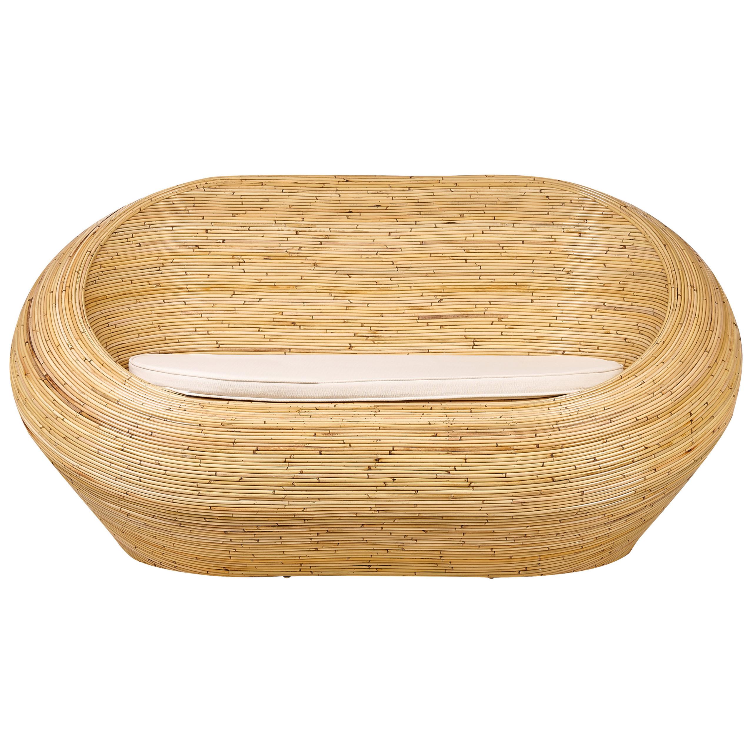 GARTENSOFA 2-Sitzer Naturfarben Maiori - Beige/Naturfarben, Naturmaterialien (180/88/110cm) - Beliani