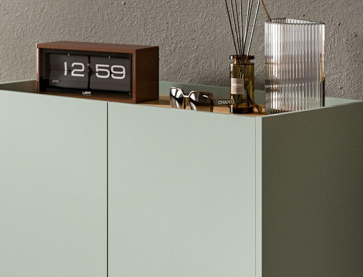 SCHUHSCHRANK Salbei grün, Artisan Eiche, Flur Kommode 90 x 97 cm, Soft-Close - Salbeigrün/Schwarz, Holzwerkstoff/Metall (90/97/38cm) - Inn.Furn