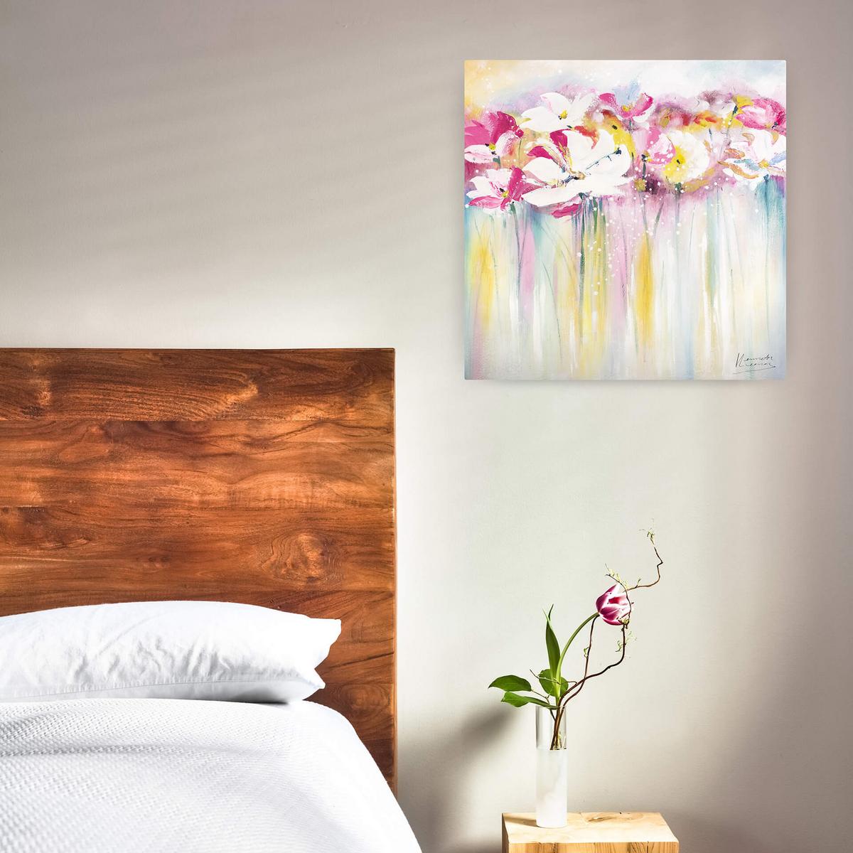 ÖLGEMÄLDE 80/80 cm - Pink/Weiß, Holz/Textil (80/80cm) - KUNSTLOFT