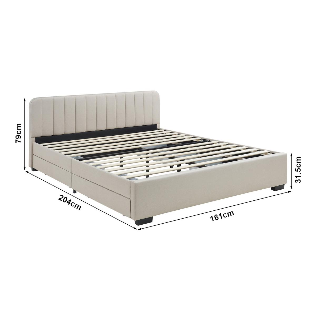 POLSTERBETT Nofrenna mit Matratze - Beige/Schwarz, Holzwerkstoff/Kunststoff (160/200cm) - [en.casa]