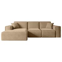 ECKSOFA Ottomane Links SERRA-L - 266x169x80 cm Beige Velours - Beige/Schwarz, Holzwerkstoff/Kunststoff (165/266cm) - ALTDECOR
