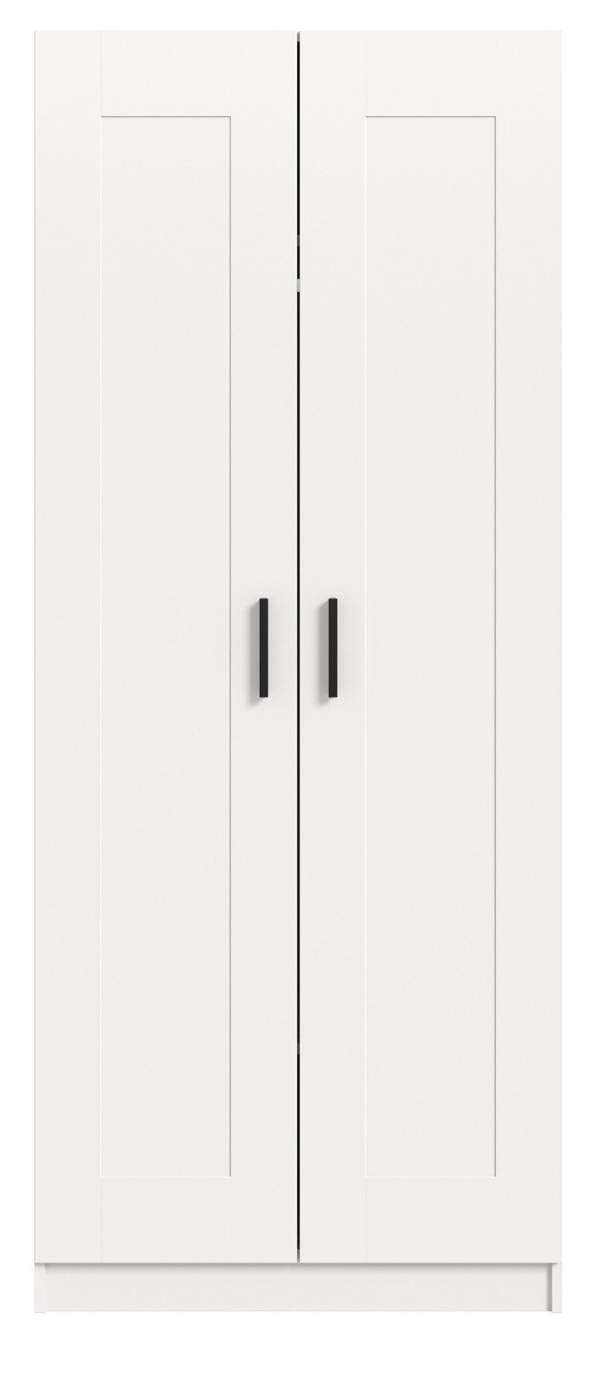 KLEIDERSCHRANK in weiß 80 x 194 cm, Drehtürenschrank 2-türig skandinavisch - Schwarz/Weiß, Holzwerkstoff/Kunststoff (80/194/56cm) - Inn.Furn