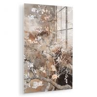 ACRYLGLASBILD Mandelblüte - Kunst - Van Gogh - Beige - Abstrakt 80x120 cm - Braun, Glas (80/120cm) - MuchoWow