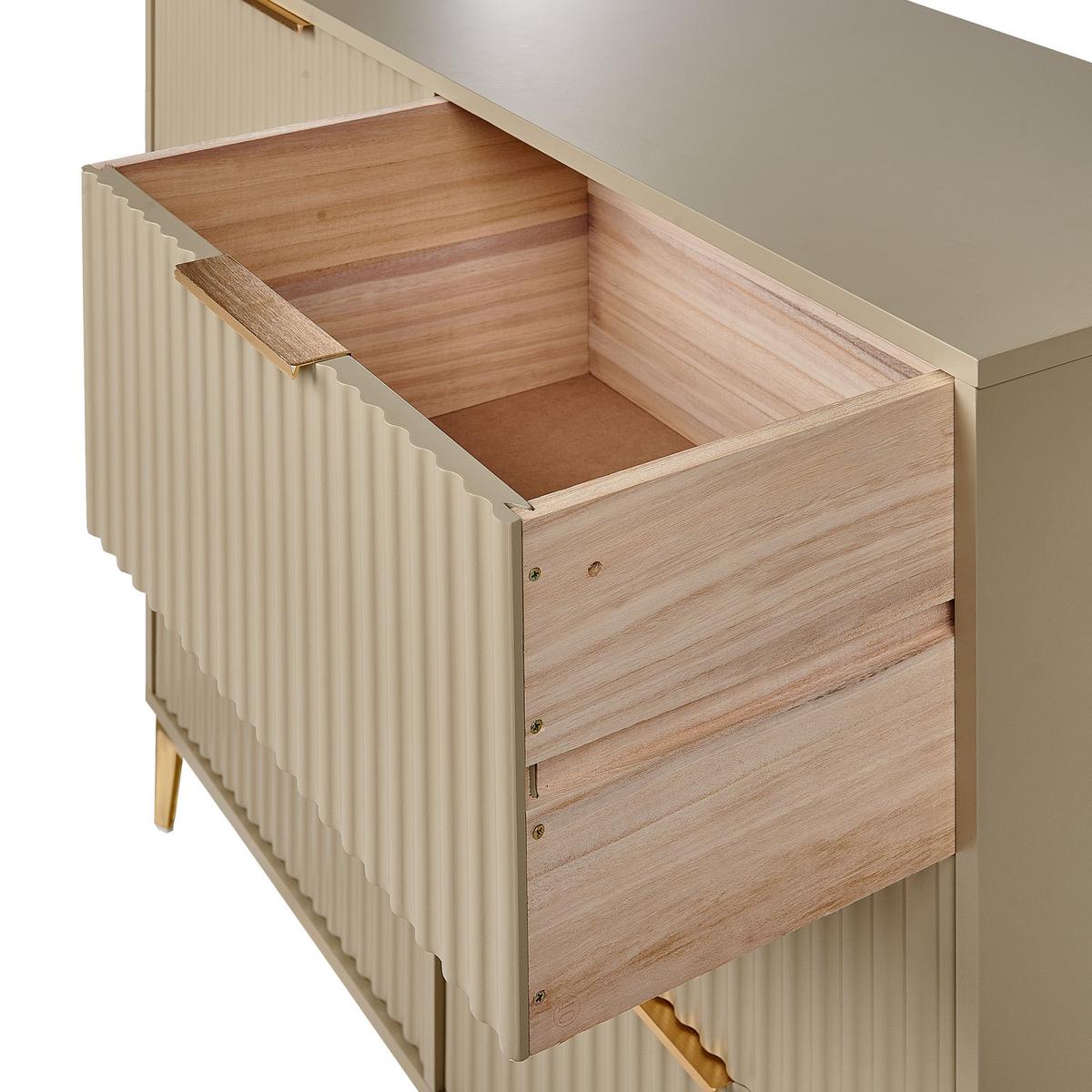 KOMMODE mit 6 Schubladen Beige Walcott - Beige, Holzwerkstoff (108/89/40cm) - Beliani