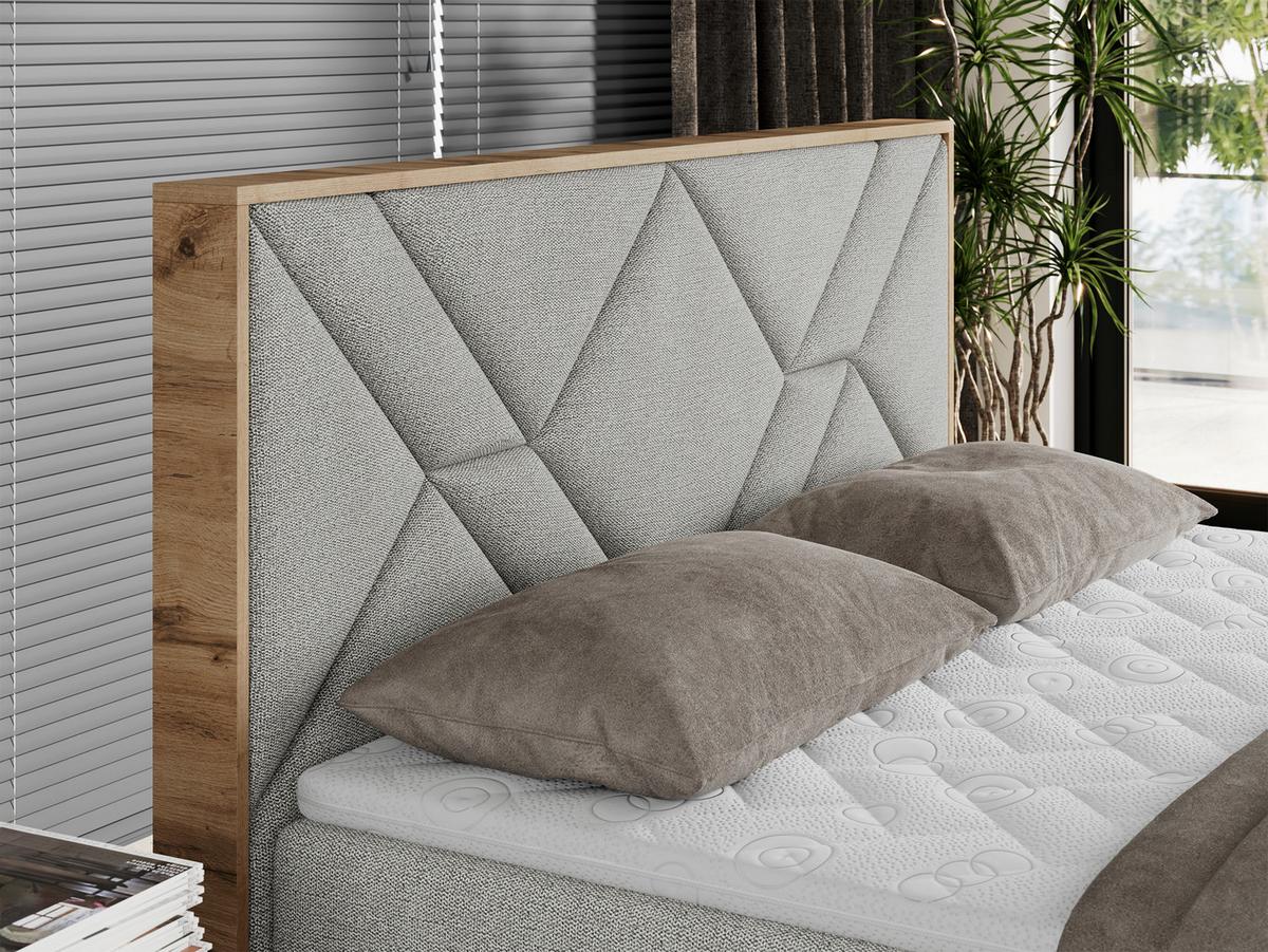 BOXBETT GUNAR - 200/200 Hellgrau Struktur - H3 - Hellgrau, Holz/Textil (200/200cm) - MKS