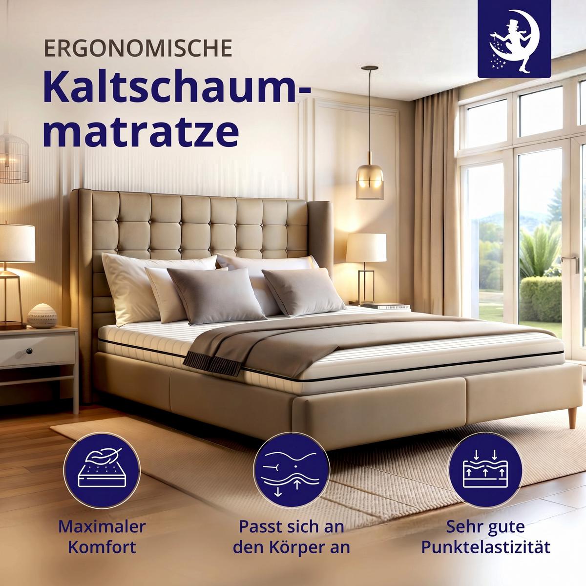 MATRATZE 100x200 H2 H3 Wendematratze - 15cm Höhe - 7-Zonen Kaltschaummatratze - waschbarer Bezug - Weiß, Textil (100/200cm) - Mister Sandman